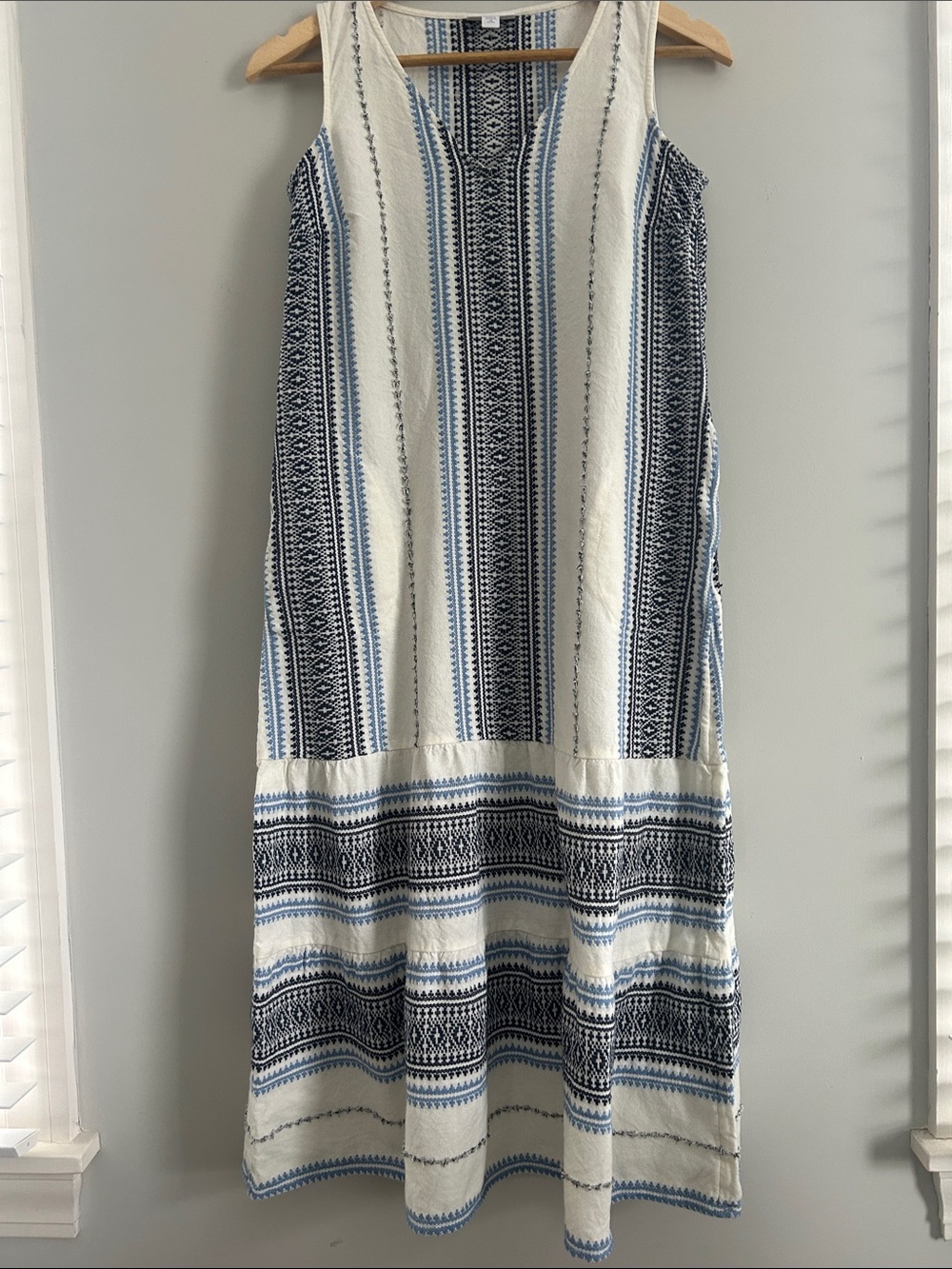 J. Jill Navy and Light Blue Woven Stripe Knit Dress